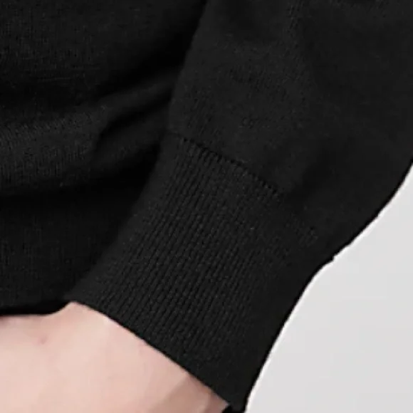 Garret Scott Extra Fine Merino Wool Sweater Black V-Neck Sweater - Picture 5 of 8